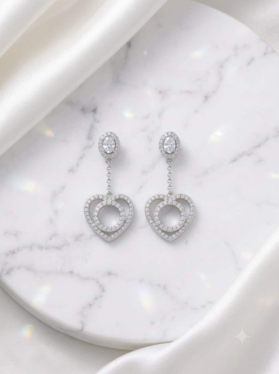 Crystal Double Heart Drop Earrings 4
