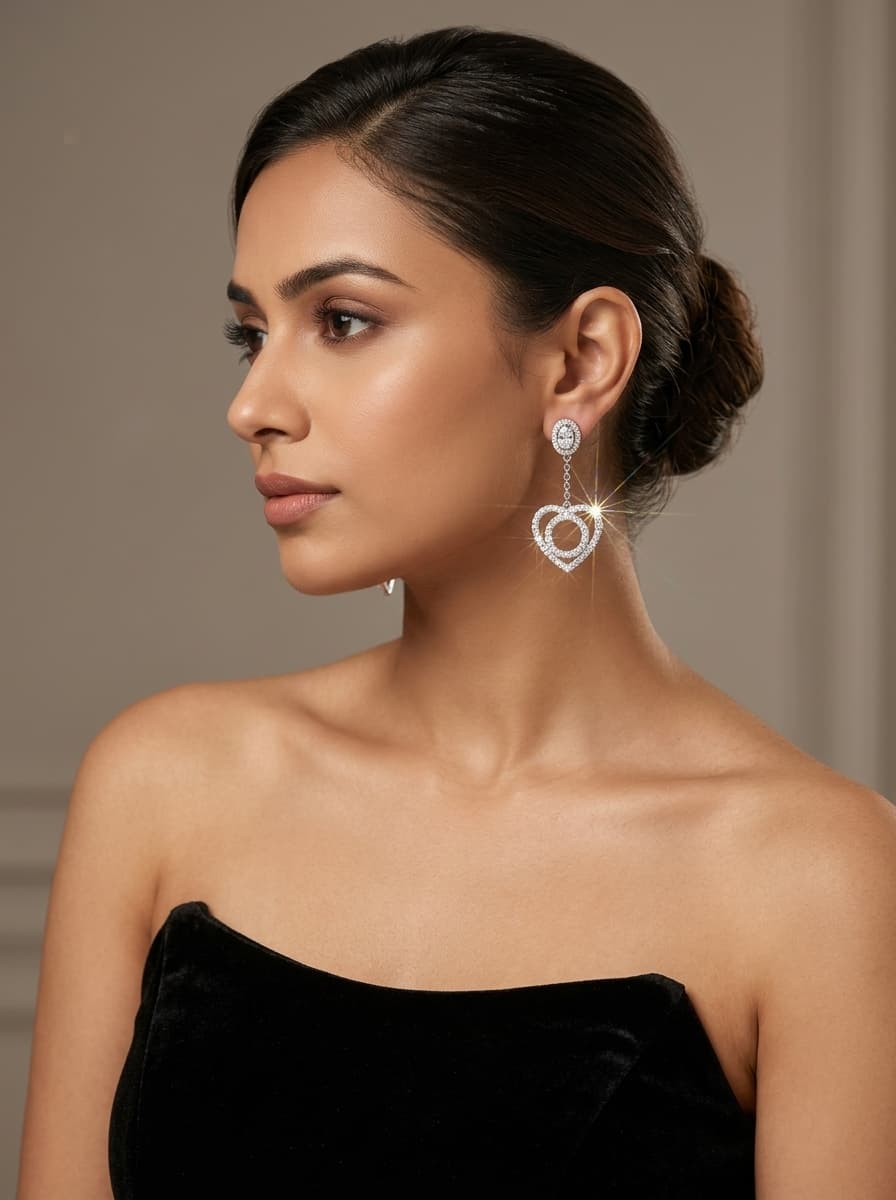 Crystal Double Heart Drop Earrings 5