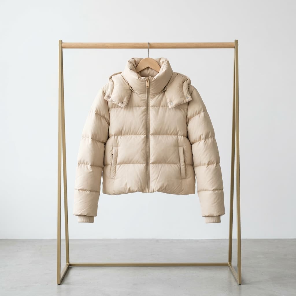 Cream Cropped Puffer